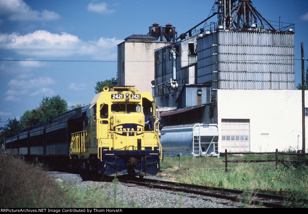 BRW 42, former ATSF 2421, heads up an excursion crossing Route 12